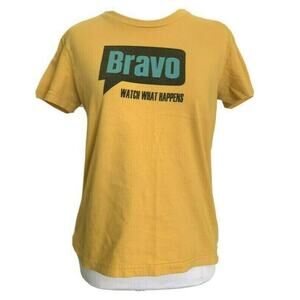 BRAVO TV Fitted Short Sleeve Vintage T-Shirt Graphic Summer Rare Collectors L